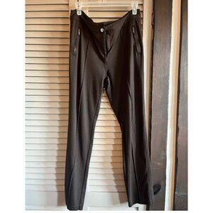 Alfani Brown Trouser Ponte Pleat Pant Zip Pockets Size 10